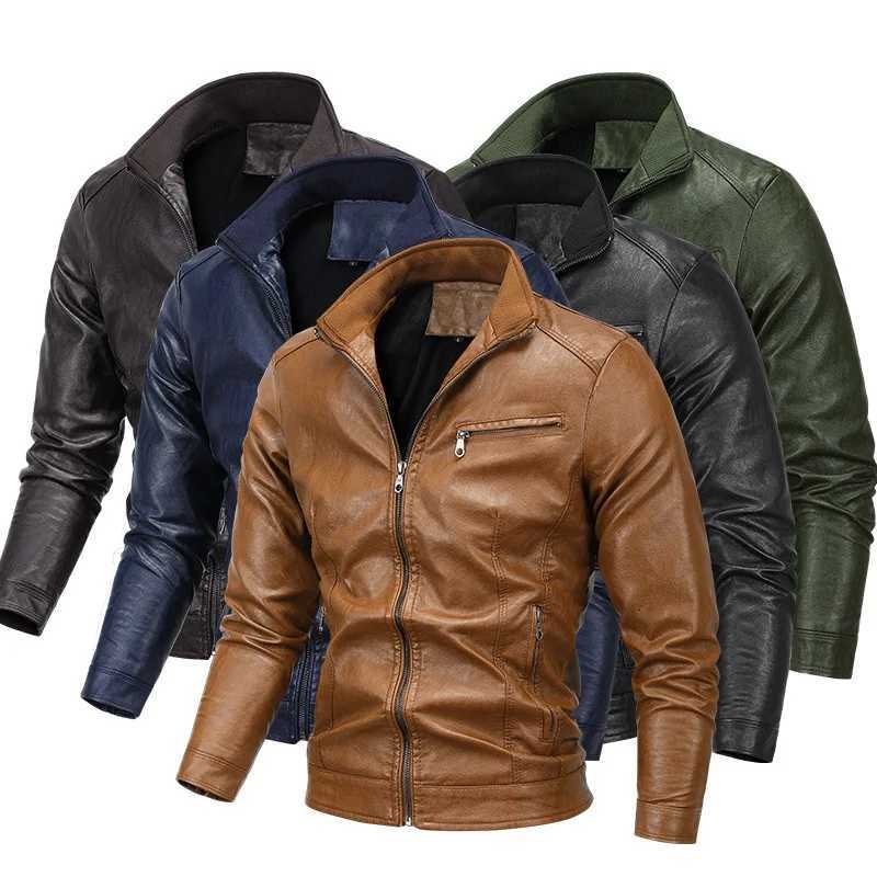 2026 mens new autumn and winter models locomotive velvet youth casual stand-up collar leather jacketT251204