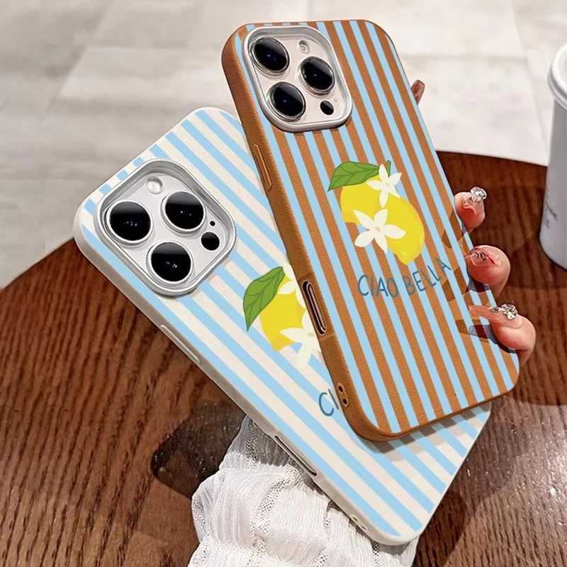 Lemon Leather Case for Galaxy S25 S24 S23 S22 S21 tra Plus S20 FE A73 A72 A71 A56 A55 A54 5G A52 A52S A51 4G Cover H251203