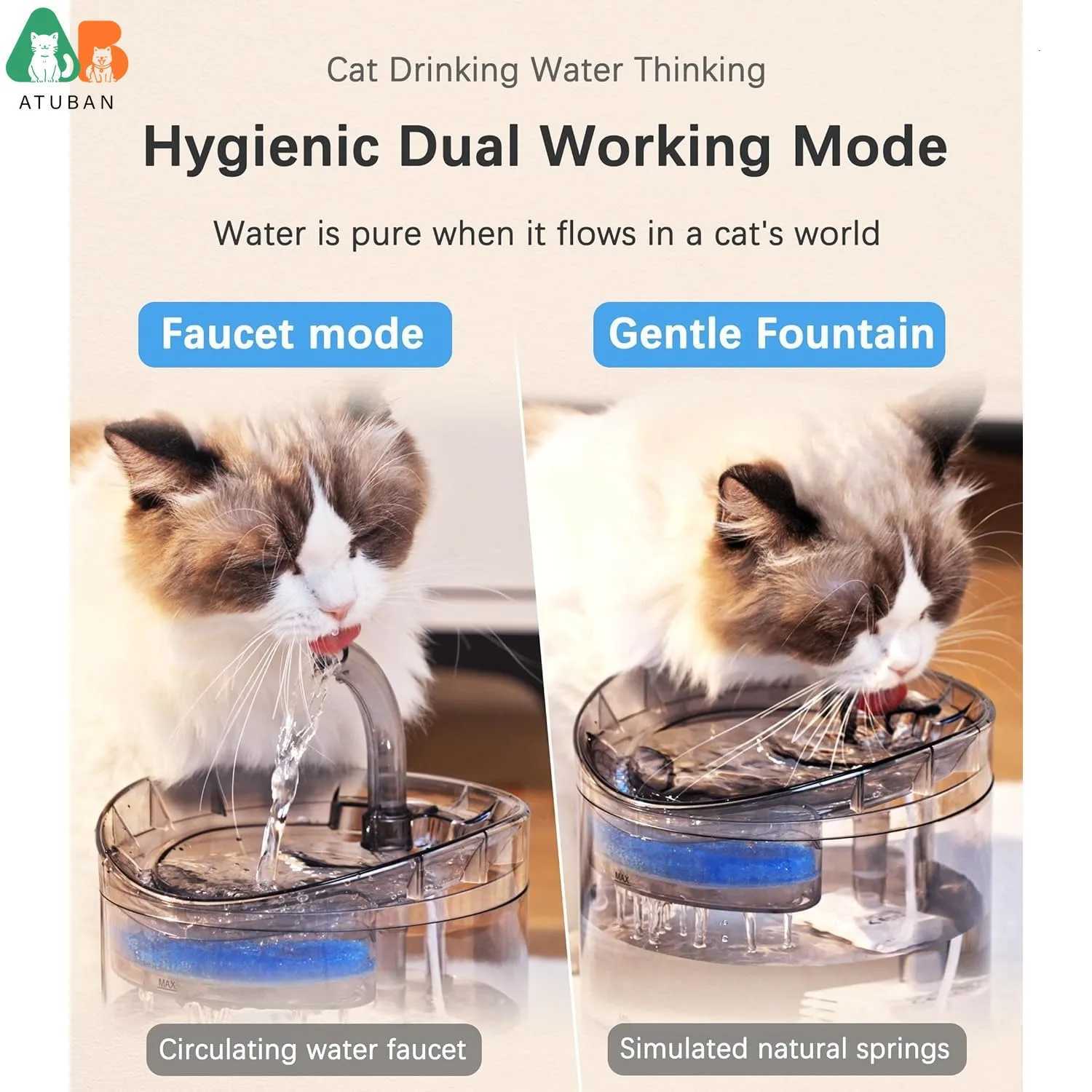 ATUBAN Cat Water Fountain Animal Water Dispenser 61OZ/18L Automatic Pet Drinking Fountain Clear Upgrade for Cats Kitty Indoor M251204 - view 4