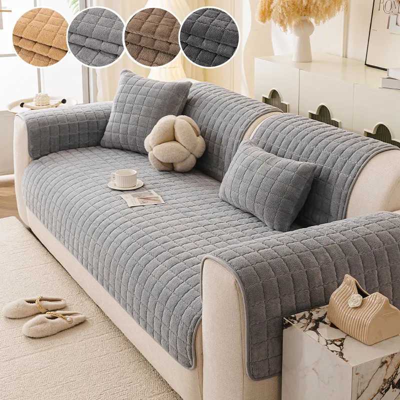 1PC-Winter plush anti slip biscuit shaped sofa cushion for all seasons M251204 - view 4