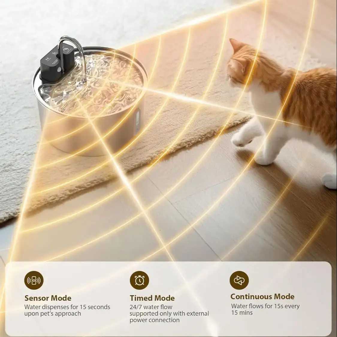 32L Stainless Steel Cat Water Fountain Wireless Sensor Smart Automatic Dog Water Dispenser Drinking Fountain 4000mAh M251204