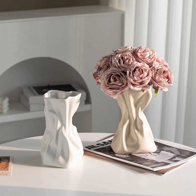 Shell Plastic Vase He Decor Folding Hydroponic Flower Arrangement Vase Imitation Ceramic Landscape Art Flower Pot Decoration H251204