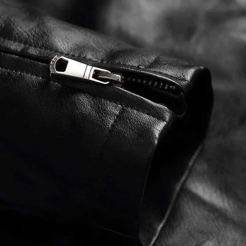 Cross border leather jacket mens youth mens thin coat slim fit plus size spring mens motorcycle leather jacketT251204