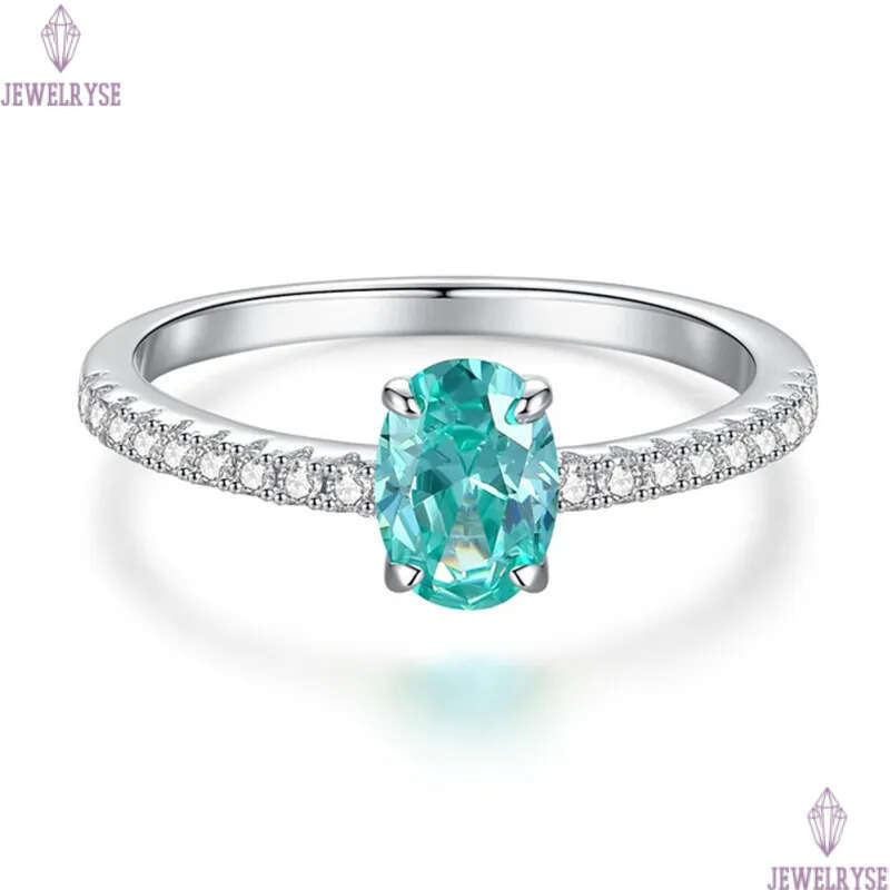 1ct oval diamond designer ring for wed luxury 925 sterling silver blue 5A zirconia propose engagement wedding band rings jewelry woman party gift box 