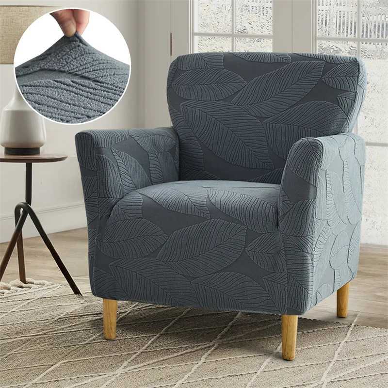 Nordic Leaves Jacquard Club Chair Slipcover Thick Tub Armchair Cover All-inclusive Single Sofa Covers Bar Counter Home Banquet M251204 - view 7