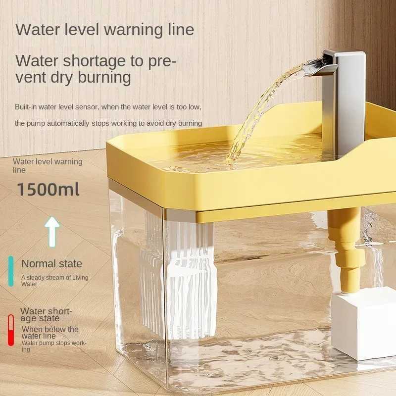 Cat Water Fountain Automatic USB Pet Drinker Filter Recirculating Transparent Anti Dry Burn Feeder Pump Quiet Fresh Flow M251204