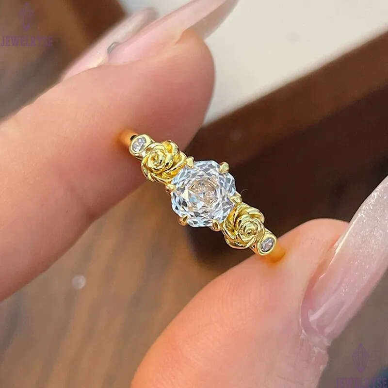 original 1ct s925 sterling silver rose cut designer ring for woman wedding party 5A cubic zirconia luxury engagement diamond 18k gold rings jewelry si