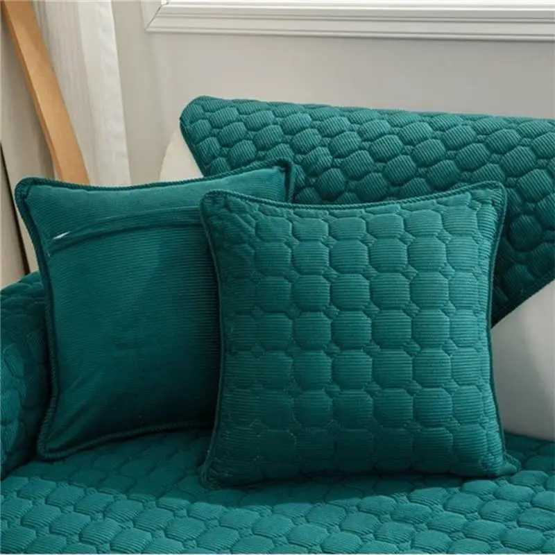 Solid Color Black Universal Non-slip Sectional Sofa Cover Super Soft Corduroy Plush Quilted Sofa Towel L Shape Corner Cover M251204 - view 4