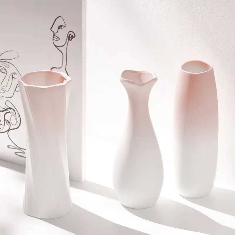 Nordic Plastic Vase Simple Fresh Flower Pot Storage Bottle for Flowers Living Ro Modern He Decorations Ornaments H251204