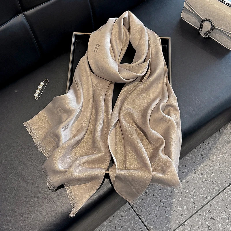 Muslim Fashion Ladies Letter Print Hijab Tencel cotton Gauze scarf Elegance Sun Protection Shawl Decoration Wrap Headscarf 251129