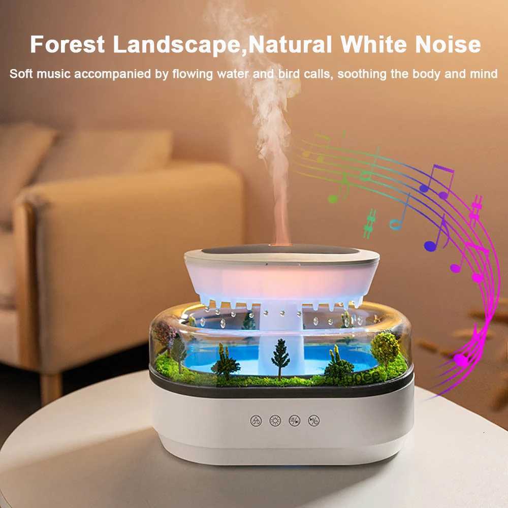 Ara Humidifier Raindrop Air Humidifier Colorf Light White Noise Essemtial Oil Diffuser He trasonic Fragrance Diffuser C251204