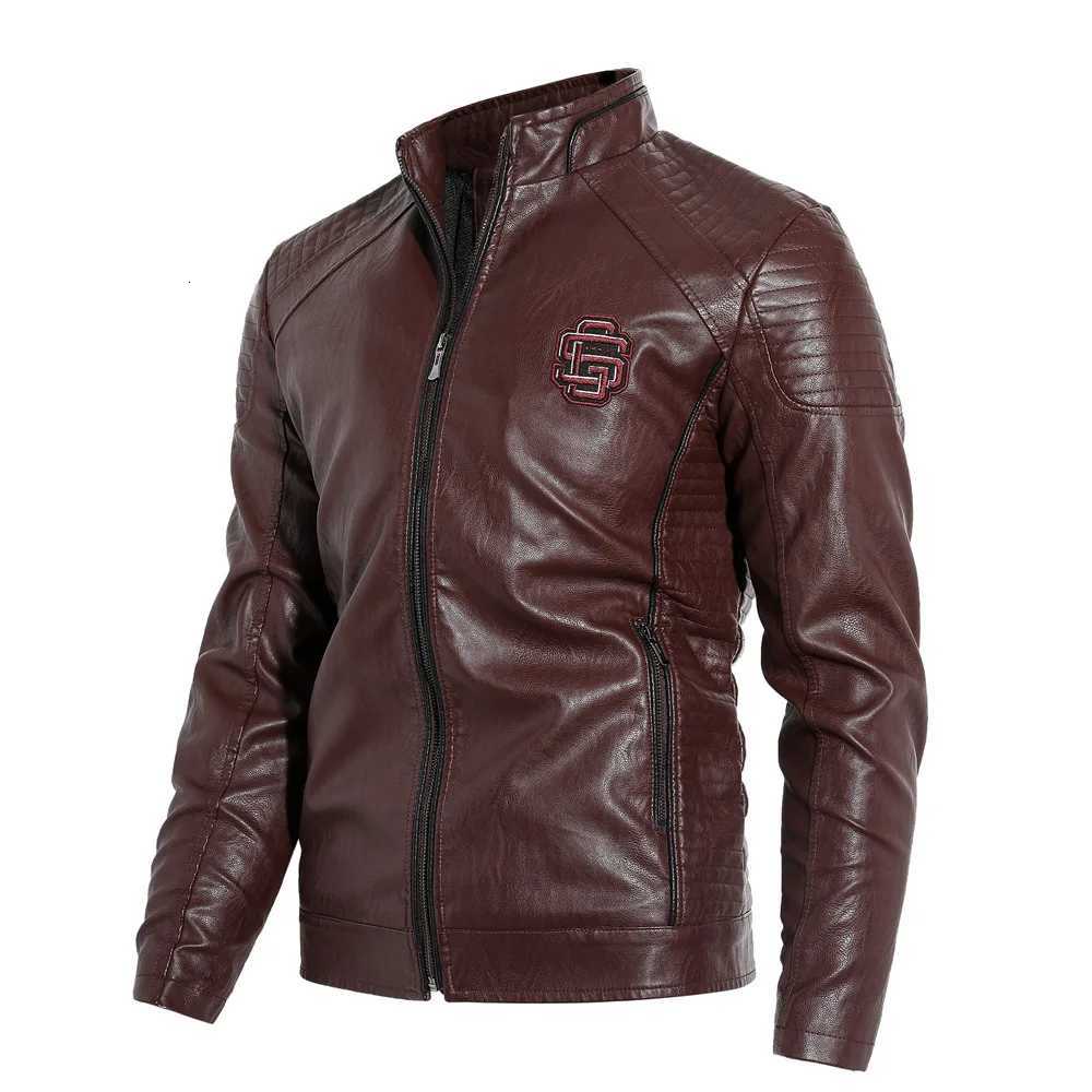 2019 Fashion Autumn winter Leather Jacket men Plus Size 4XL Black Brown Mens Stand Collar Coats Leather Biker Jackets outerwearT251204