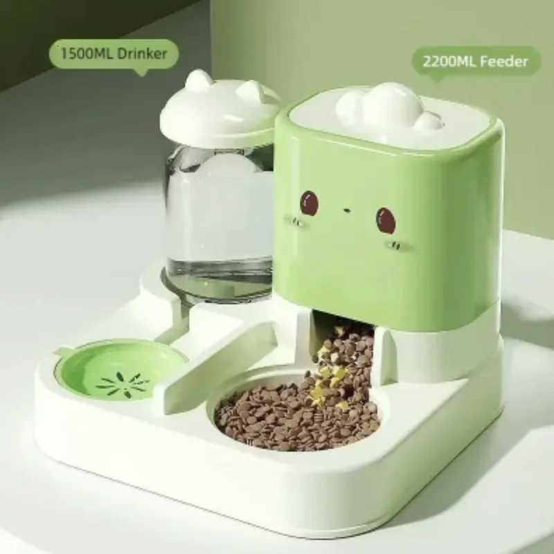 Cute Smiling Cat Automatic Feeder And Water Dispenser Pet Supplies Feeding Organizer Suitable for Cats And Small Dogs M251204