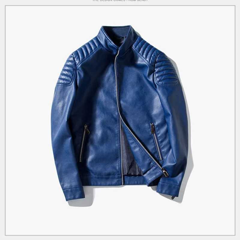 Autumn and Winter All Match Coat PU Leather Jacket Loose Trendy Mens Fashion Leather Jacket Temperment Round Neck TopT251204