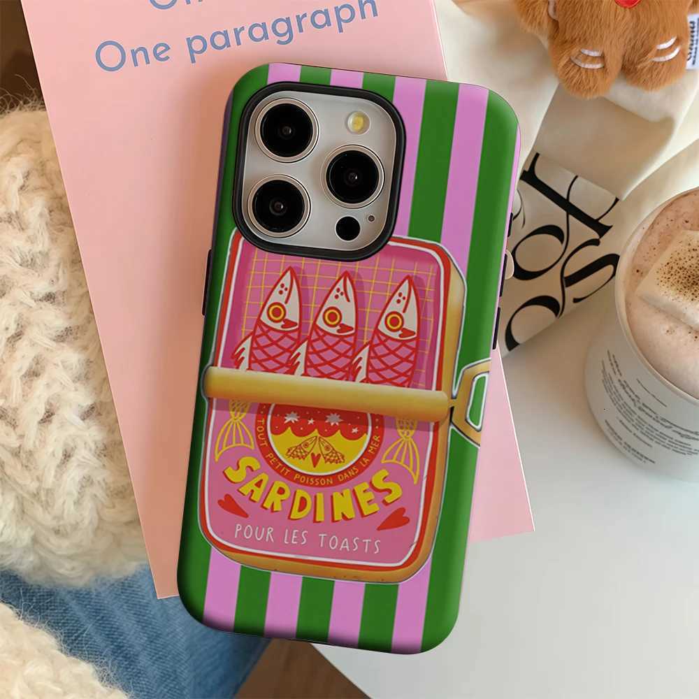 Sardines Green Stripe IPhone17 Must-Haves Phone Case for IPhone 17 16 15 14 13 12 11 Pro Max Plus Double-layer Back Cover H251203