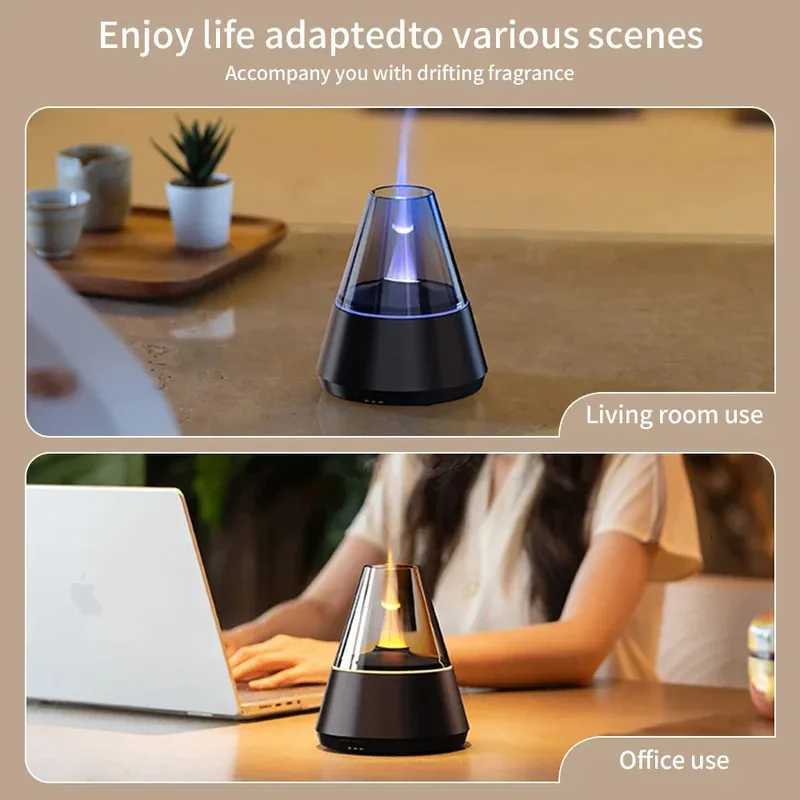 NEWSTYLE Simated Flame Ara Diffuser Bonfire Air Humidifier trasonic Cool Mist Maker Fogger LED Essential Oil Lamp Diffuser C251204