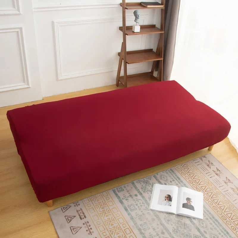 Solid Color Armless Sofa Bed Cover Elastic Cheap Couch Covers for Living Room Washable Removable Slipcovers Folding Settee Case M251204 - view 4