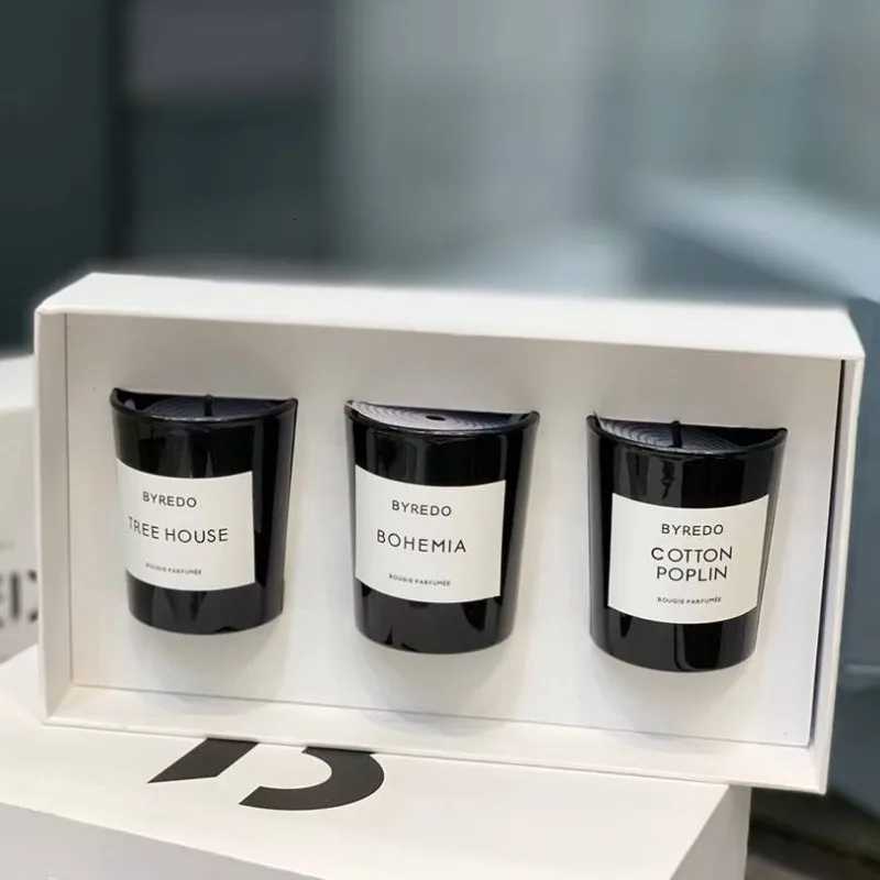 Aromatherapy Candle 70g 3pcs Set Gift Bohemia Cotton Poplin Tree House Burning Rose Scented Candle Home Fragrance Decoration Y251204