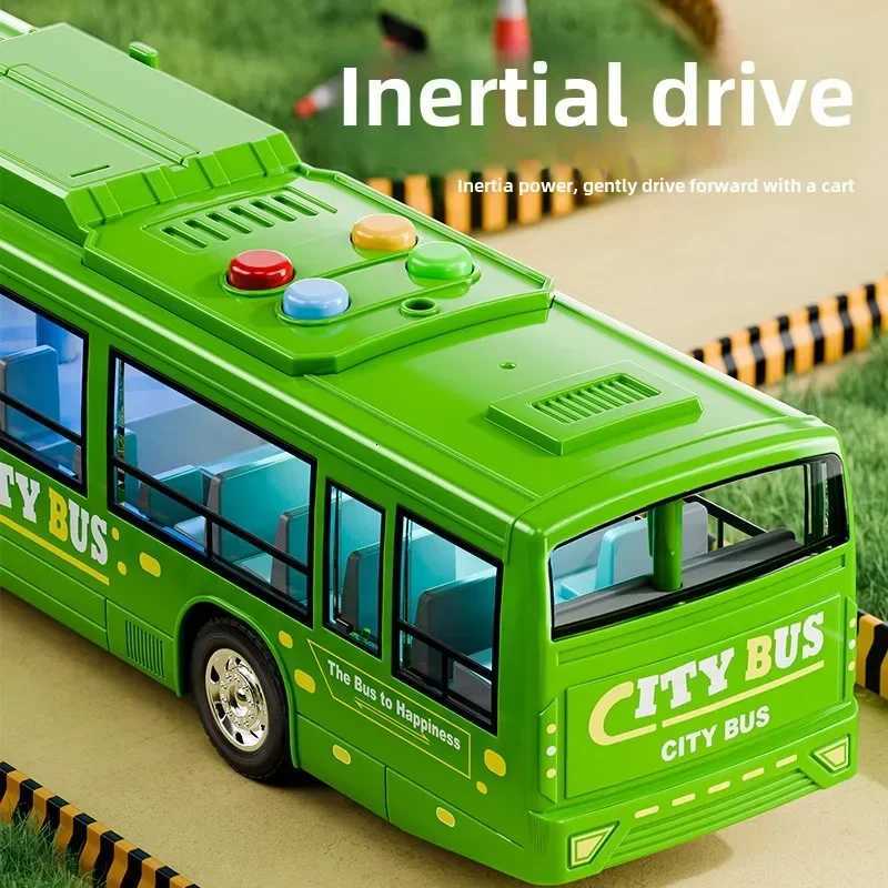 Extra Large City Bus Kids Toy with Lights Sounds Inertia One - Button Door Open Educational School Bus Model Toys Gift for Boys Y251204