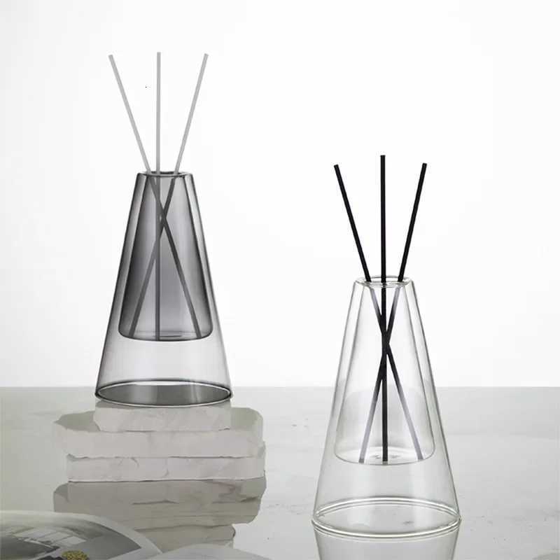 Double Layer Triangle Glass Aromatherapy Bottle Home Decoration Empty Bottle for Living Room Bedroom Y251204