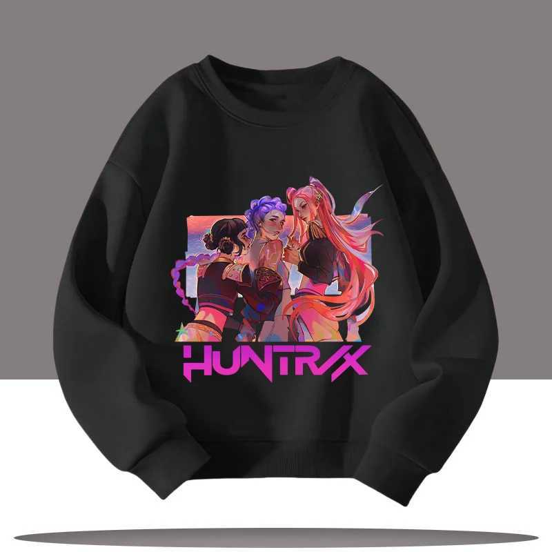 K-pop Demon Hunters new childrens crew-neck sports shirt - cute girl casual top - childrens clothing with cartoon printW251204