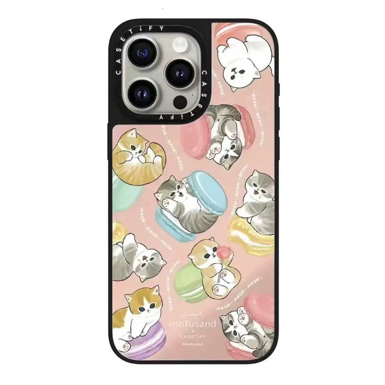CASETi Able Cat Holding Peach Mirror Phone Case Cpatible for iPhone 15 pro Max Cute Design Mobile Phone Shell Protector H251203