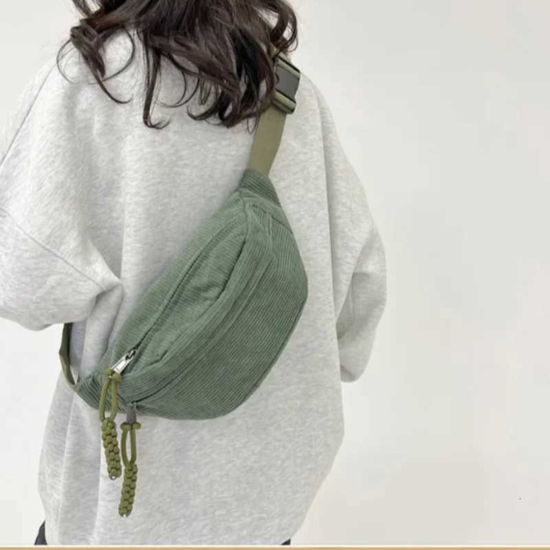 Corduroy Women Waist Pack Large Capacity Street Style Chest Bag Fanny Pack Shoulder Crossbody Bags Sling Pack Waist Belt BagT251204