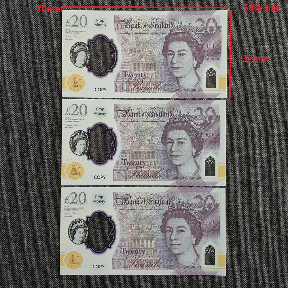 5A Best Quality Ultrathin Polymer 0.08 0.08mm Prop Money UK Bulk Realistic GBP Pounds Fake Money Double Sides Matte 70*37mm 50%