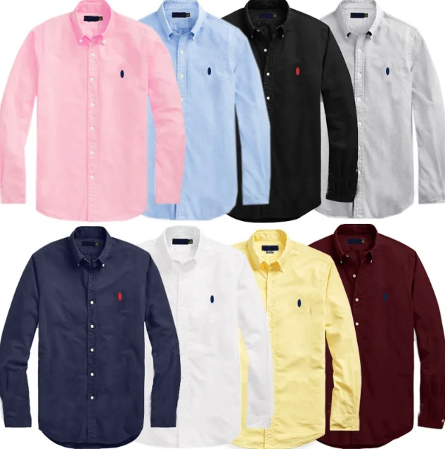 Men's Casual Shirts Luxury Cotton Long Sleeve Embroidery Button Down Social Business Tshirts Solid Color Tops Blouse For Men Women