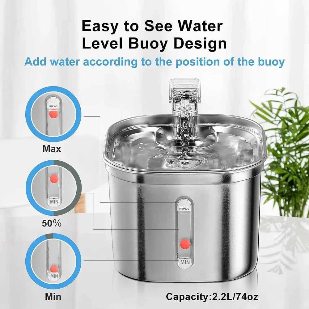 Cats Water Fountain Stainless Steel Auto Running Cat Water Drinker With Filter Motion Sensor Transparent Pets Drinking Dispenser M251204