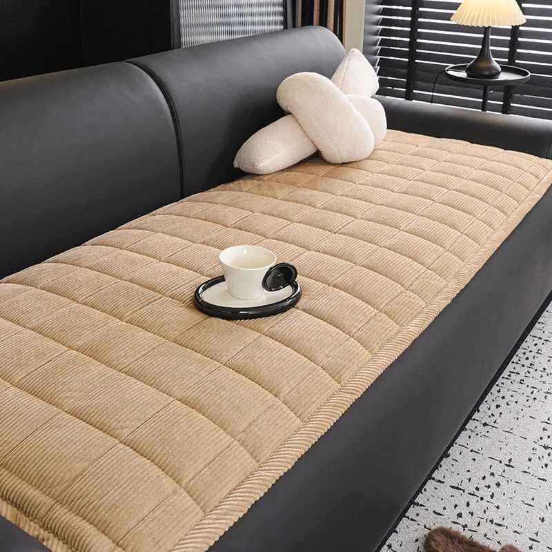 2025 Modern Minimalist Non-Slip Seat Cushion New Corduroy Grid Quilted Sofa Mat Winter Warm Thickening Plush Cushion Universal M251204 - view 4