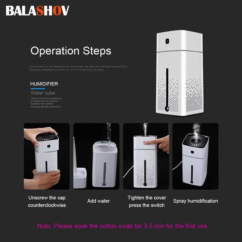 1L Portable Mist Humidifier Air Humidifier trasonic Sprayer Diffuser Mute Night Light Large Cool Mist Diffusers Car He USB C251204