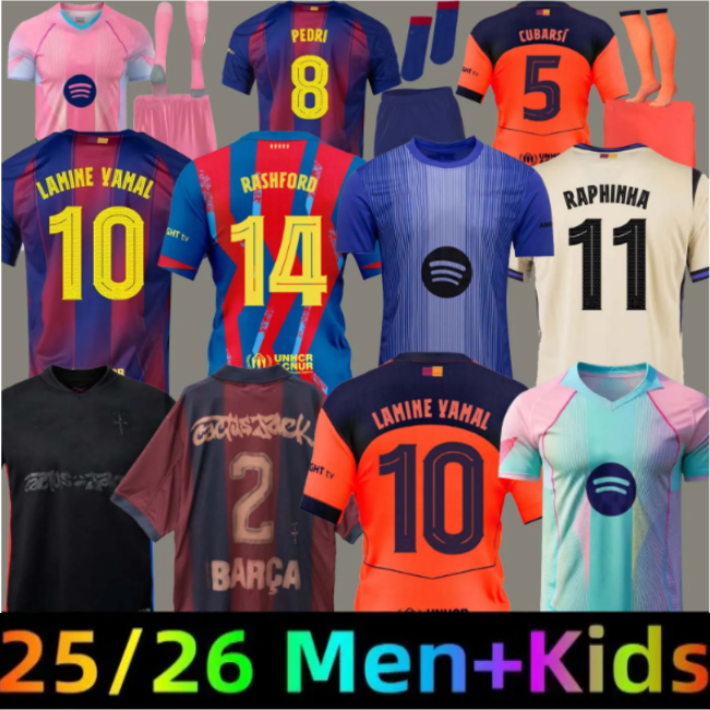 2025 2026 Barcelone RAPHINHA LAMINE YAMAL soccer jerseys Special 24 25 Barcelonaes FERRAN LEWANDOWSKI camiseta de futbol PEDRI ANSU FATI GAVI ERIC KOUNDE kids kit 3
