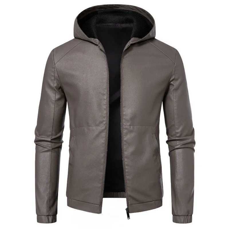 New Autumn Winter Men Fleece Hooded Slim Fit Leather Jackets Fashion Male Motorcycle PU Leather Coats Men Warm Casual Jackets 5XT251204