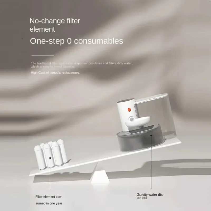 Tilting Type Automatic Cat Water Fountain Pet Water Fountain 2000mAh Automatic Filtration Water Circulation Dog Dispenser M251204