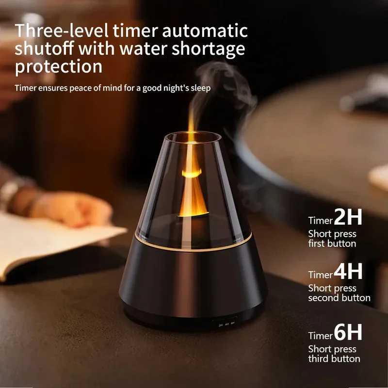NEWSTYLE Simated Flame Ara Diffuser Bonfire Air Humidifier trasonic Cool Mist Maker Fogger LED Essential Oil Lamp Diffuser C251204