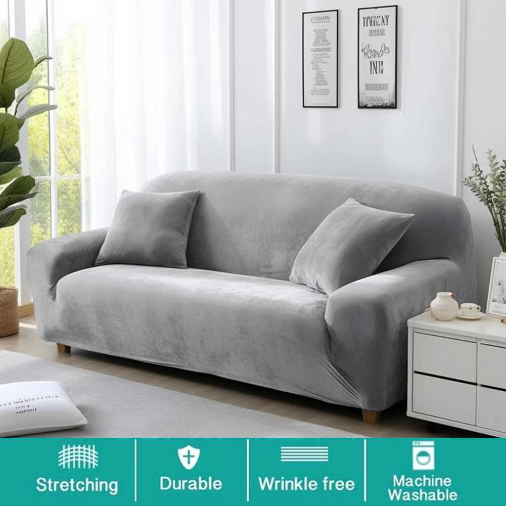 1 Pieces Thick Velvet Sofa Covers Elastic Stretch Slipcovers Furniture Protector for Home Couch Armchair L Shaped Corner Sofa M251204 - view 3