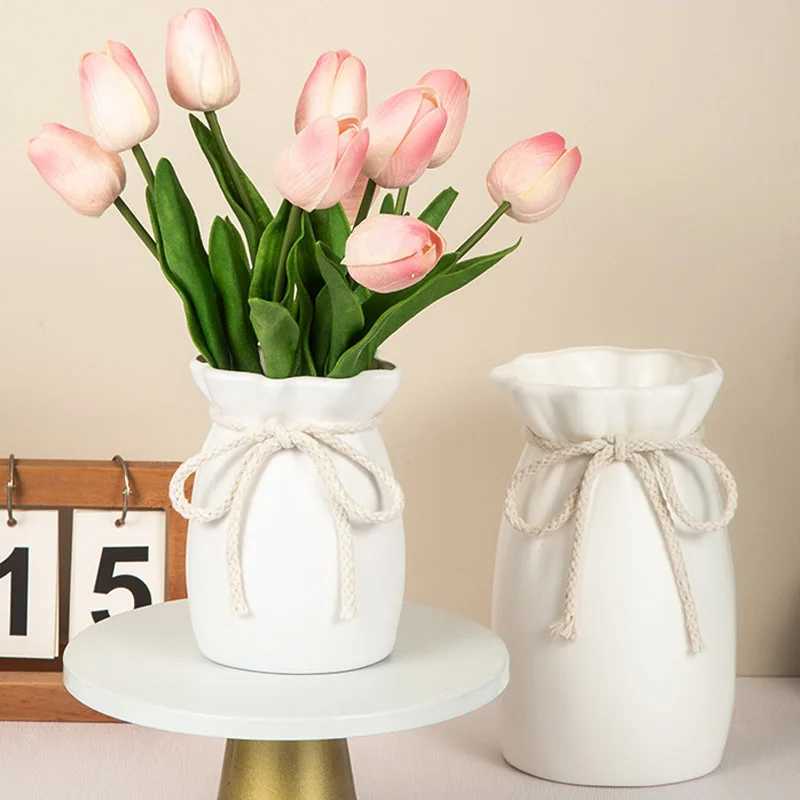 1Pc Bow Design Plastic Flower Vase Modern Art Nordic Decorative Vase Used for Wedding Living Ro Off Bedro Decoration H251204