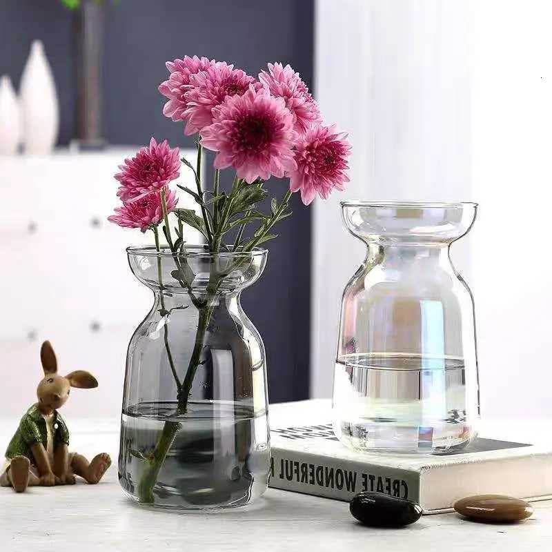 Simple Small Fresh Transparent Small Vase Plating Colorf Soot Amber Single Flower Arrangement Table Decoration H251204