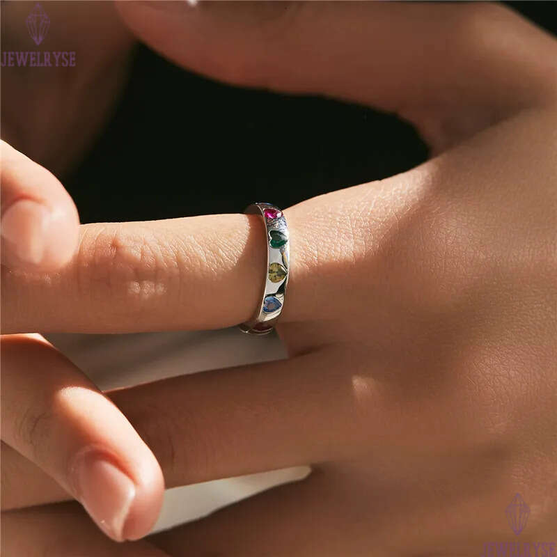 luury sweet colordul heart ring for woman diamond s925 sterling silver party school home 5A cubic zirconia designer rings jewelry size 6-9 girls frien
