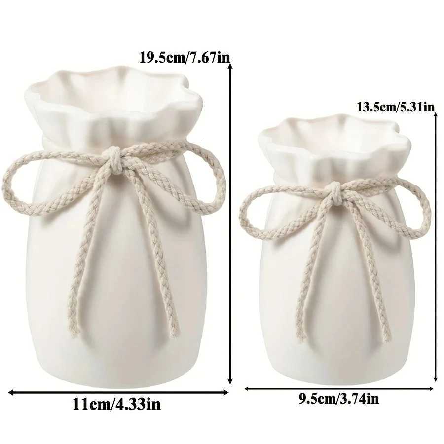 1/3pcs He White Flower Vase Plastic Bow Design Creative Plant Bottle Desktop Decor Ornament Garden H251204