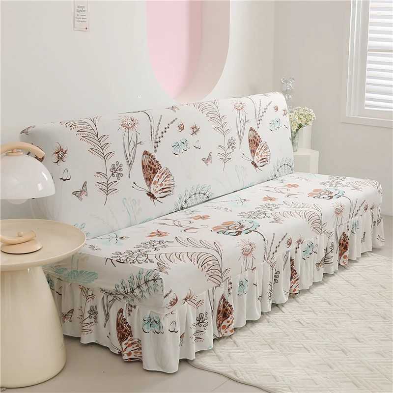 Print Armless Sofa Bed Cover With Skirts Without Armrest Elastic Folding Furniture home Decoration Bench Cover M251204 - view 7