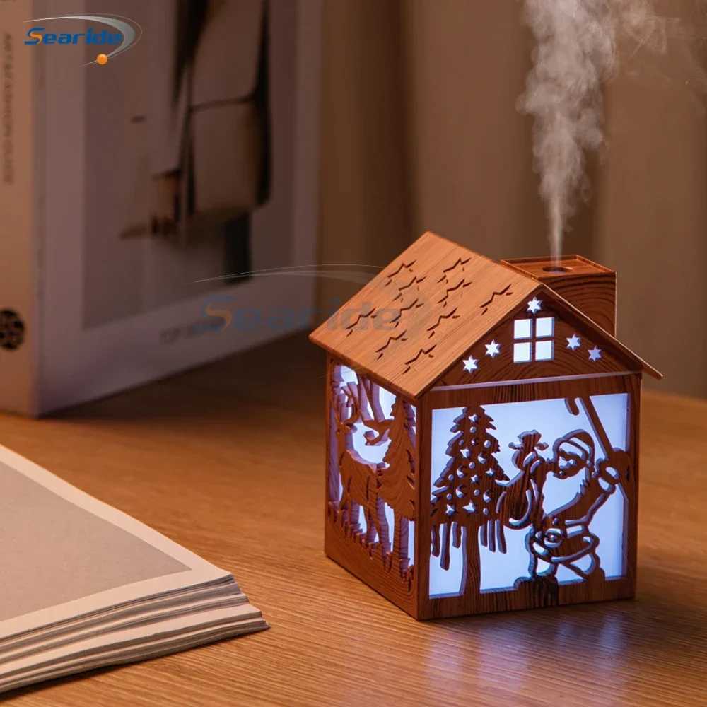 Wooden House Air Humidifier USB 240ML Ara Diffuser Essential Oils Color Night Light for He Bedro Christmas Gifts C251204