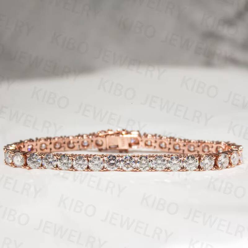 Rapper Hip Hop Moissanite Jewelry Tennis Iced Out 925 Silver D Color Mens VVS1 Moissanite Bracelet Tennis Chain