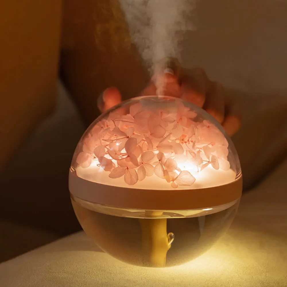 Eternal Flower Humidifier Atmosphere Light Dual-USB Battery Charger Mini He Festival Gift Artificial Flower Diffuser C251204