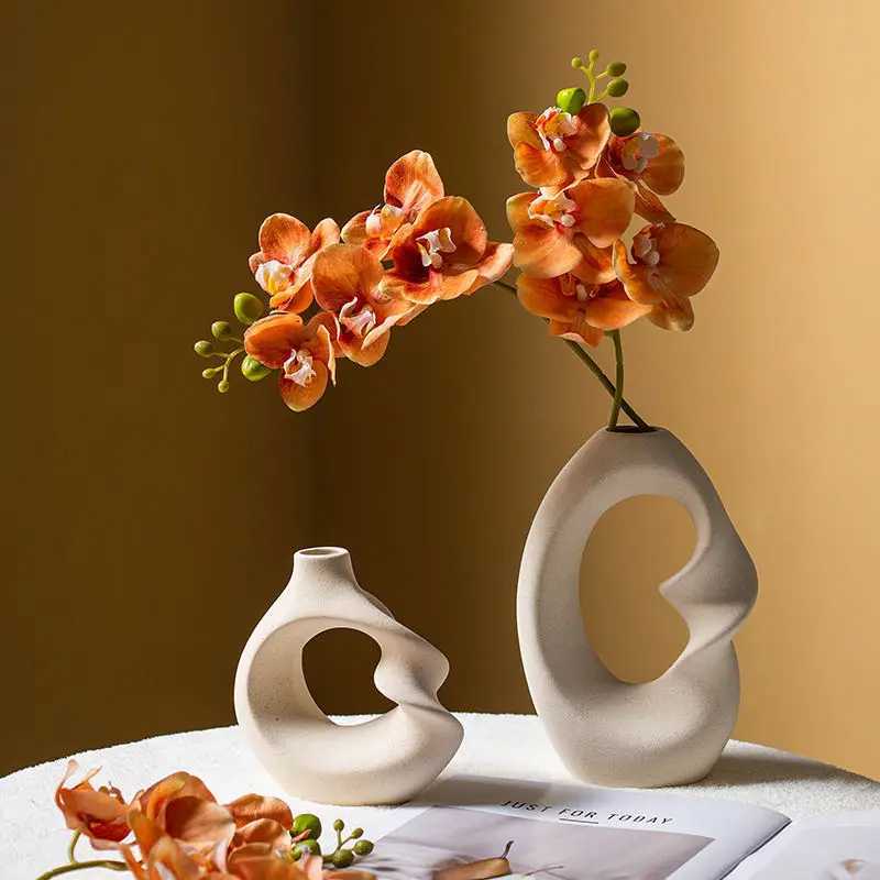 CAPIRON Ceramic Matte Vase Set of 2 for as Grass Dried Flower Modern Nordic Accessories He Decoration Tabletop Interior H251204