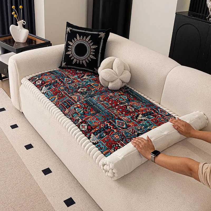 1PC-Autumn and winter thick Bohemian style anti slip sofa cushion 2025 new simple and high-end ethnic style cushion M251204 - view 7
