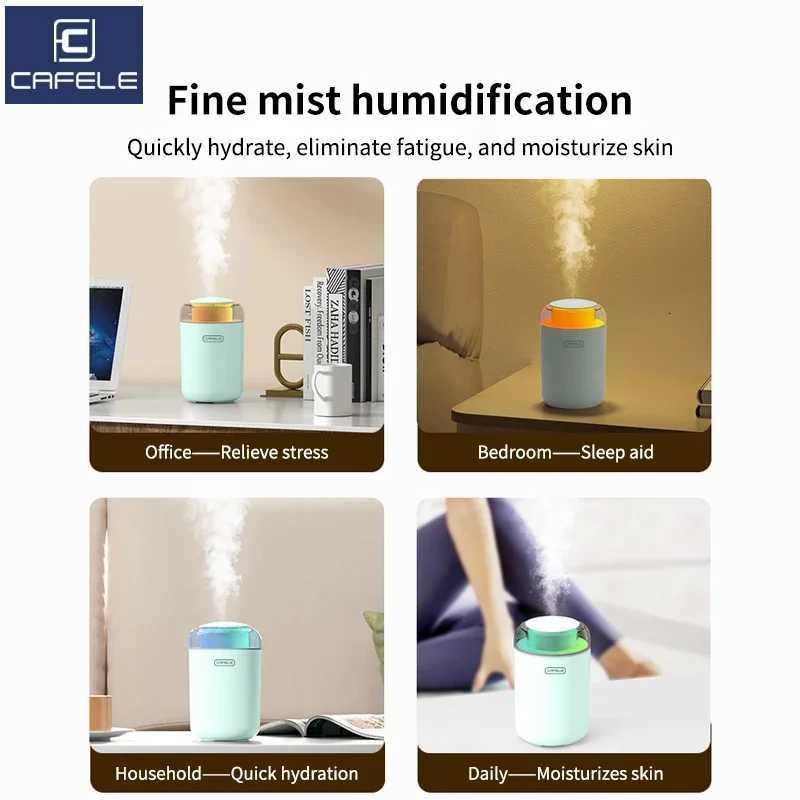 CAFELE Portable USB Air Humidifier 800ML Water Tank 8H Runtime Quiet Household Humidifier With LED Night Lamp For Off Bedro C251204