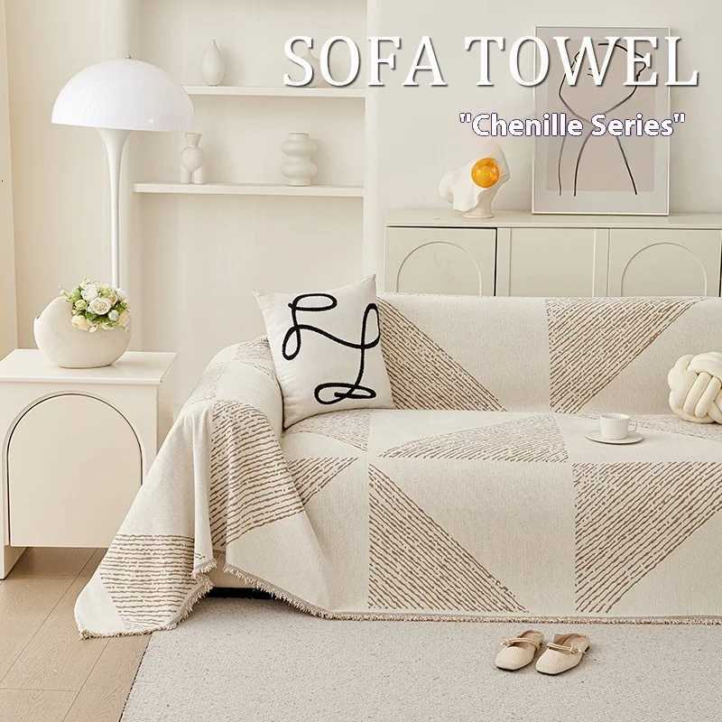 Chenille Sofa Cover Reversible 4-Season Couch Slipcover for 2/3/4 Seater Living Room Anti-Slip Protector M251204 - view 4