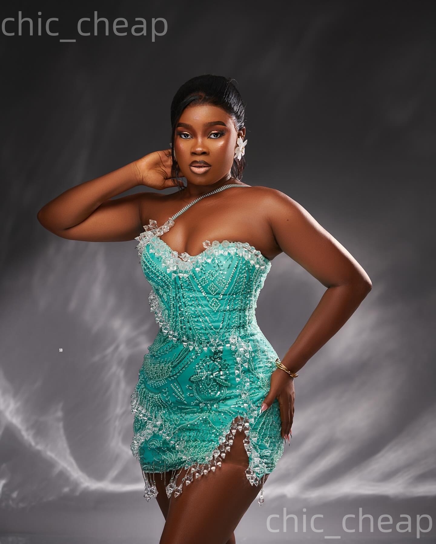 Jade Green Sheath Cocktail Dress One Shoulder Rhinestones Sequined Short Mini Graduation Homecoming Dresses For Special Occasions Sweetheart Gowns ZJ0